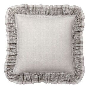 Pottery Barn Genevieve Gray Ruffle Euro Sham Square Pillow Cover 26 x 26" 2017